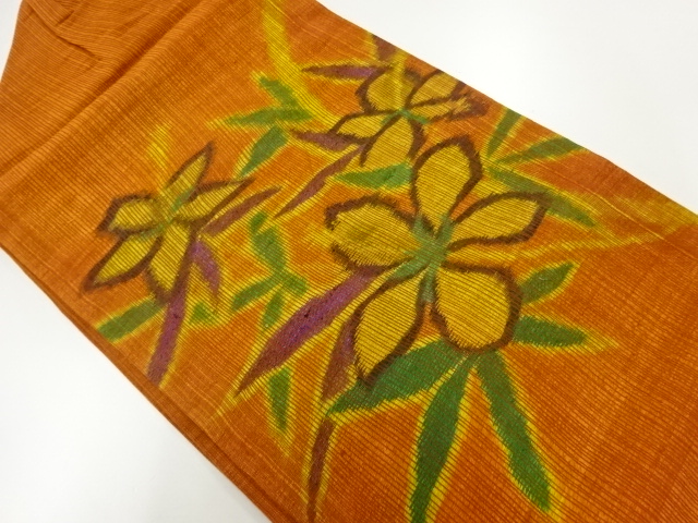 JAPANESE NAGOYA OBI / WOVEN FLORAL PLANTS